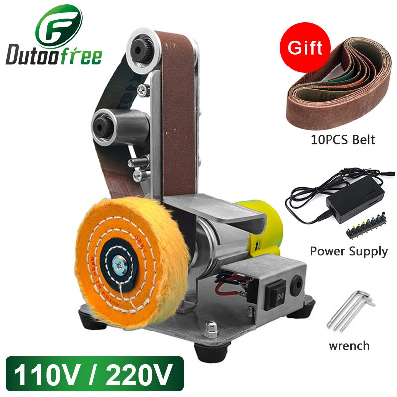 Multifunctional Desktop Vertical Mini Electric Abrasive Belt Sandpaper Polishing Machine DIY Angle Grinder Sharpening Machine