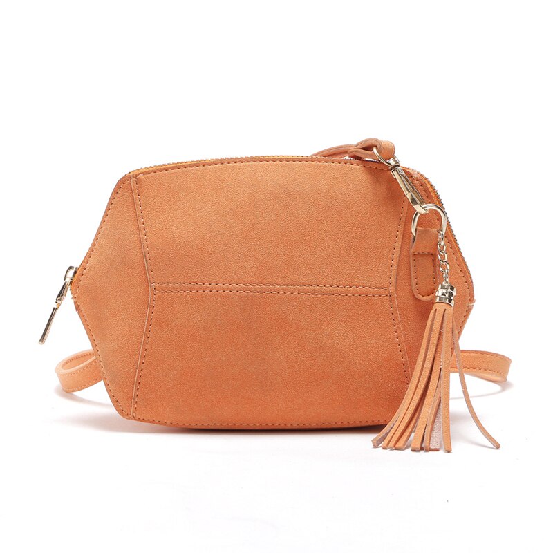 Vrouwen Schoudertassen Eenvoudige Frosted Kleuren Tassel Shell Shape Vrouwen Kleine Messenger Crossbody Tas Dames Rits Handtassen: Oranje