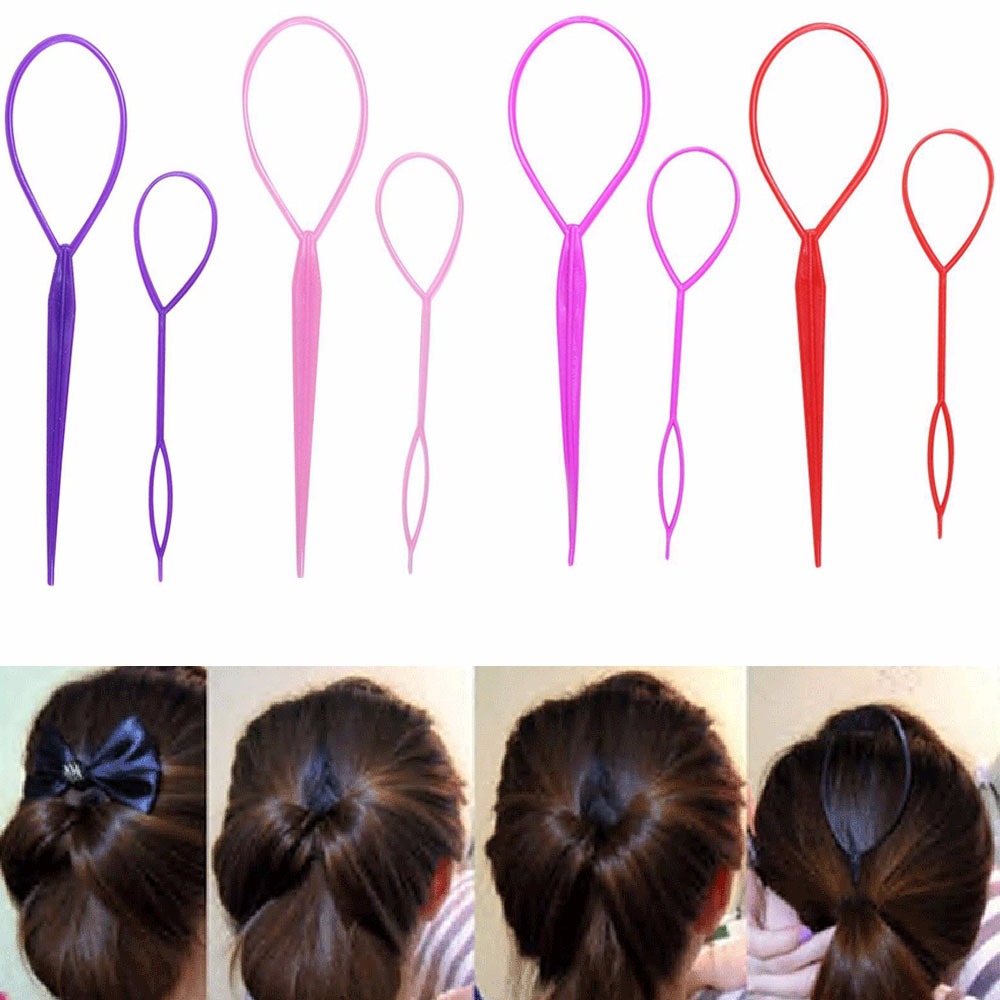 2 pièces queue de cheval créateur en plastique boucle outils de coiffure cheveux tresse fabricant outil de style noir Topsy poney topsy queue pince populaire