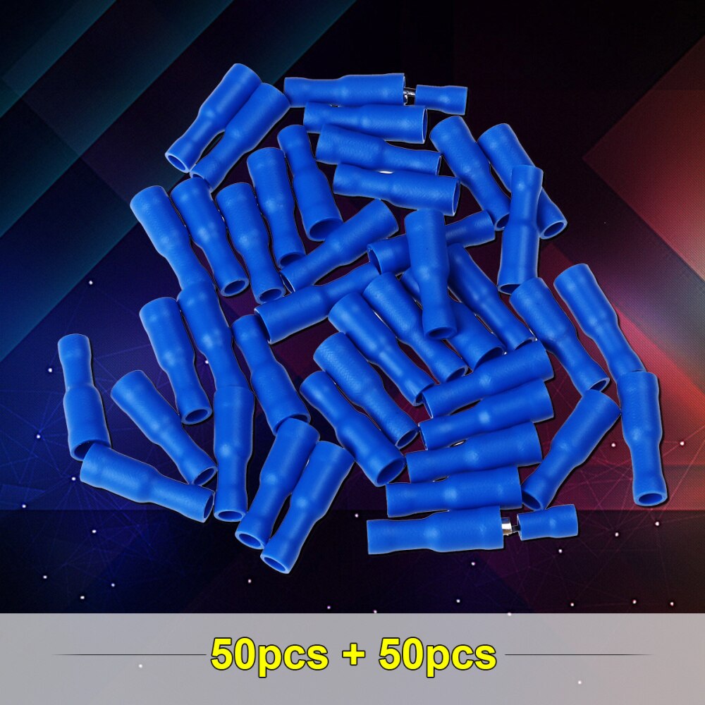 100pcs Gauge Insulated Male / Female Bullet Quick Splice Wire Terminals Wire Crimp Connectors Set (Blue)