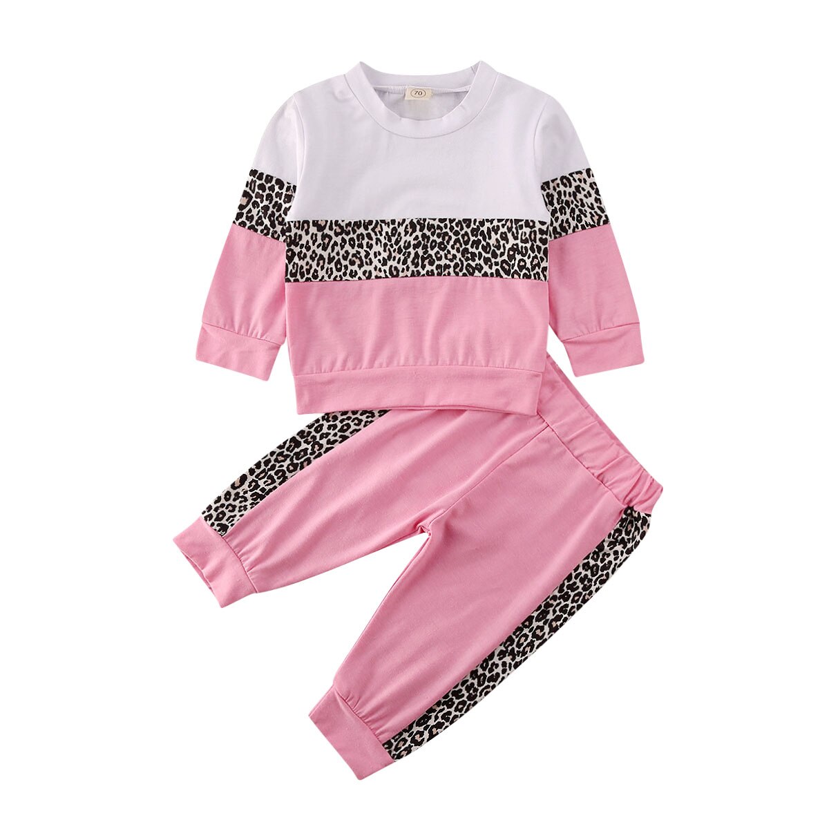 1-5 år småbarn barn bebis flicka kläder t-shirt toppbyxor leopard outfits träningsoverall set