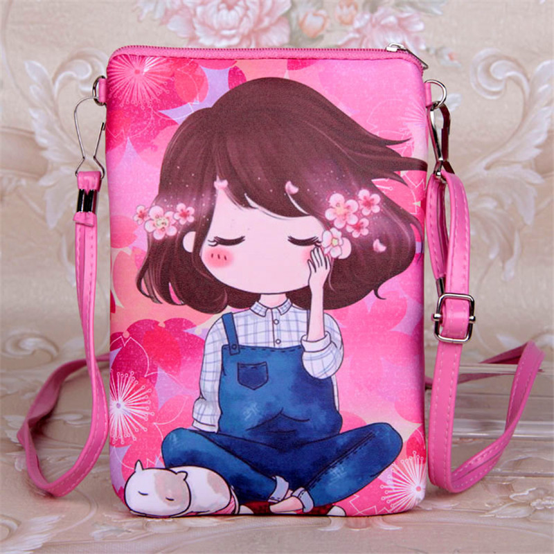 PU Cute Bao Bao Girls Cartoon Leather Shoulder Bag Female Purse Mini Crossbody Bags For Women Girl 18.5*12.5CM: D