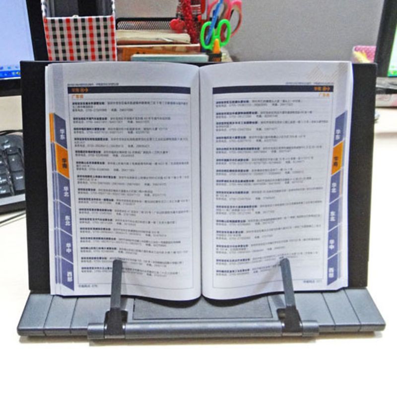 Boekenstandaard frame bureau leeshouder met 7 kantelbare groeven boekensteunen xxuc