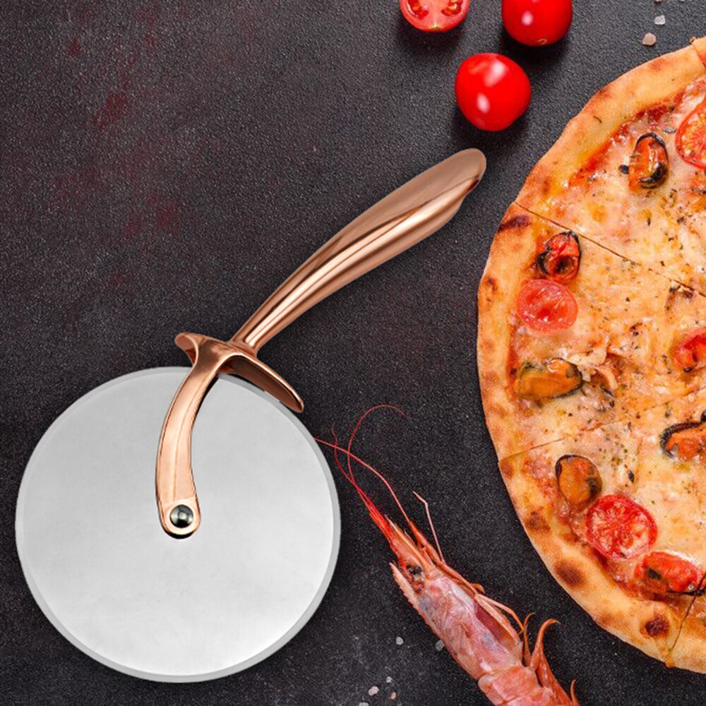 Ehz Pizza Cutter Wiel Food Grade Rvs Cutter Wiel Glad Roterende Sharp Blade Professionele Pizza Cutter Rose Gold