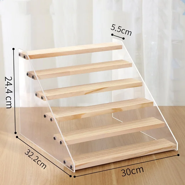 Présentoir en bois acrylique, support de maquillage, organisateur de parfum, étagère à 2-7 couches, figurine d'action, poupée, jouet, échelle, vitrine, supports de rangement: Bleu