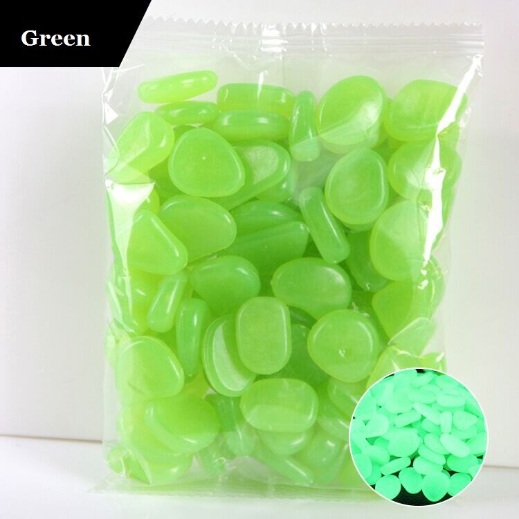 Piedras que brillan en la oscuridad para decoración de jardín, guijarros decorativos brillantes para exteriores, piedras luminosas para acuario, 20 Uds.: Verde