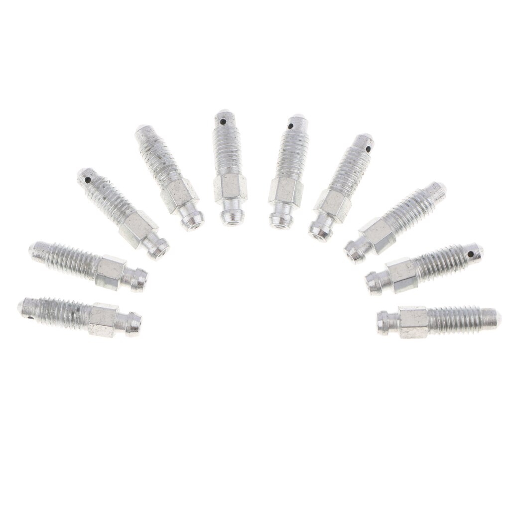 10 tornillos de purga de pinza de freno delantero y trasero de coche, M8 x 1,25, plata, 32mm, 10 unidades