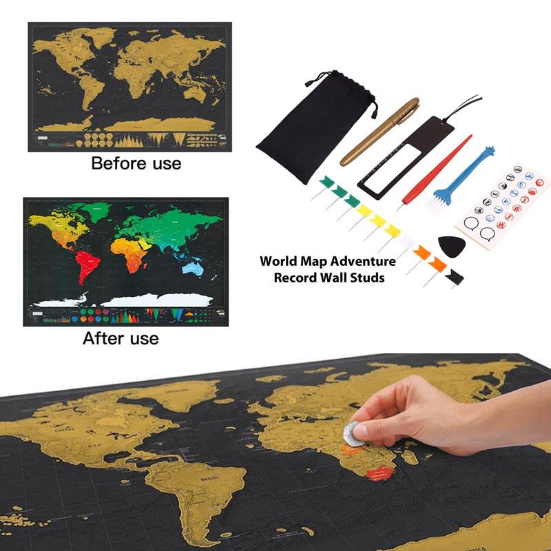 Diy Scratch Pen Set Novelty Premium 8pcs/Bag Educational World Maps Scratch Map Tool Set Home Travelers Maps Accessories