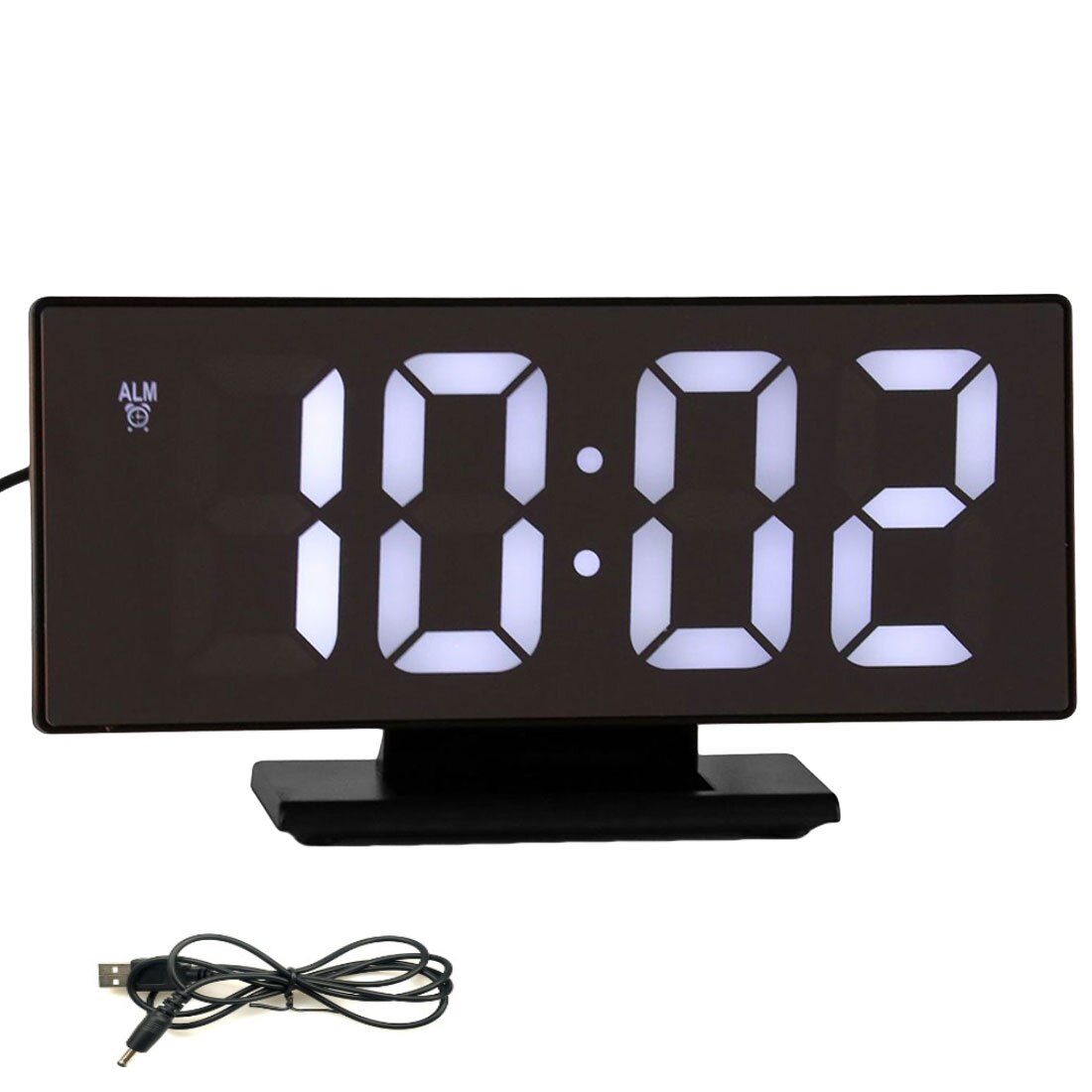 Multifunction Digital Alarm Clock LED Mirror Electronic Clocks Large LCD Display Digital Table Clock with Temperature Calendar: Black and White