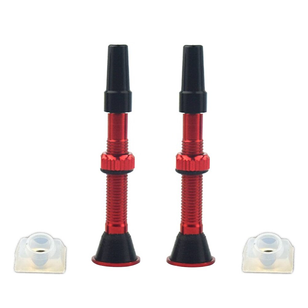 2x bicicleta de estrada sem câmara pneu presta válvula 60mm montanha haste liga alumínio + ferramenta para o ciclo ao ar livre ciclismo entretenimento: Red A