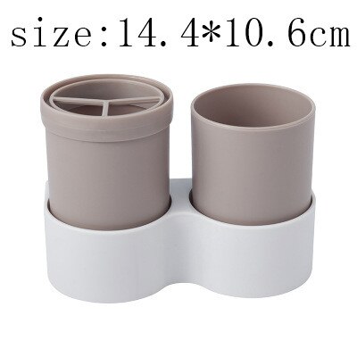 Wall Mounted Plastic Toothbrush Cup Portable Cup Cover For Toothpaste Toothbrush Box Drain Dispenser Holder Bathroom Accessories: Khaki