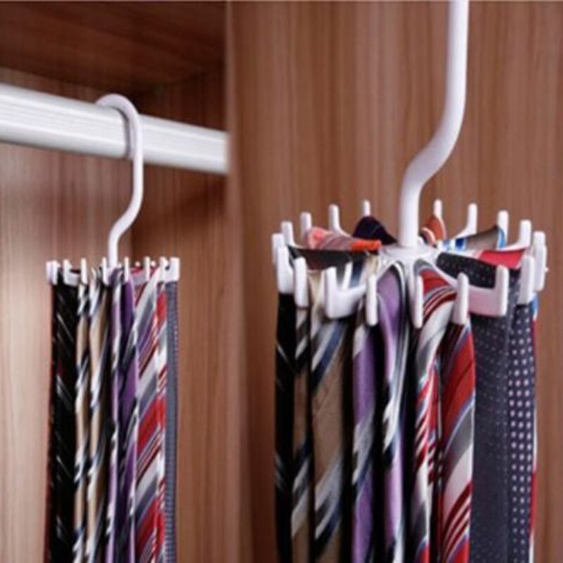 1pc 360 °rotation hals slips rack bøjle 20 krog bælte tørklæde holder garderobe organizer slips opbevaring bøjle