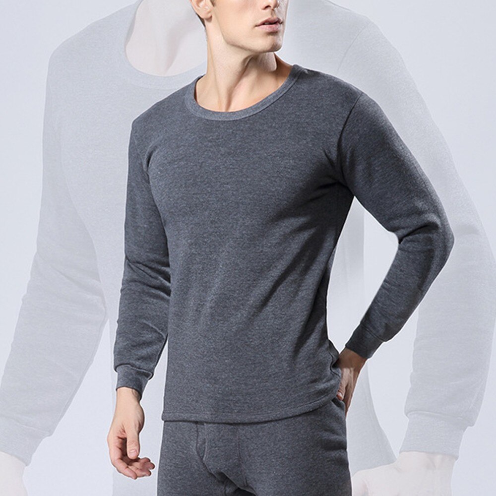 2Pcs/Set Oversize Men Winter Solid Long Johns For Male Warm Thermal Bottoming Underwear Set Multicolor 3XL