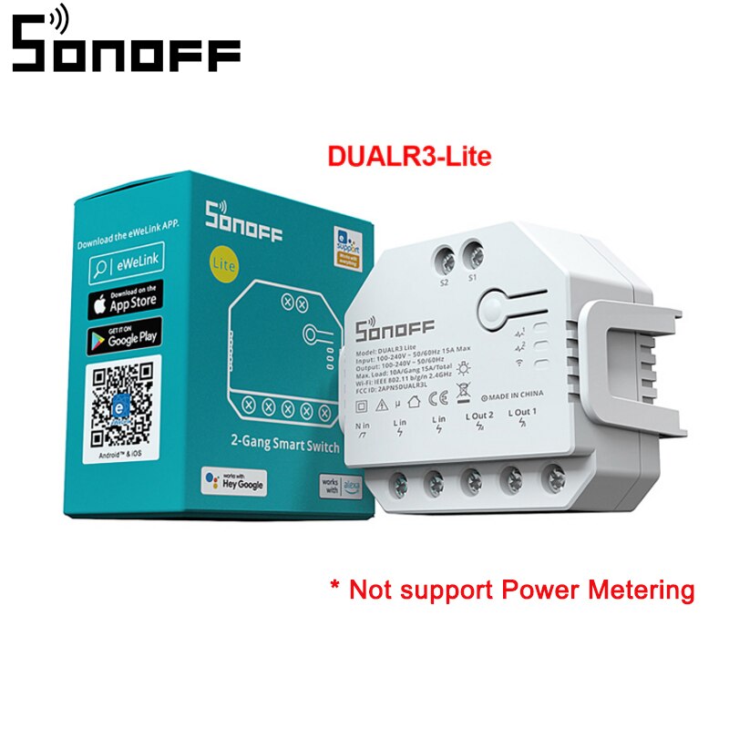 Sonoff dual  r3 2 -fach doppelrelaismodul diy wlan-smart-schalter stromzähler smart-home-steuerung über ewelink alexa google home: Dualr 3 lite