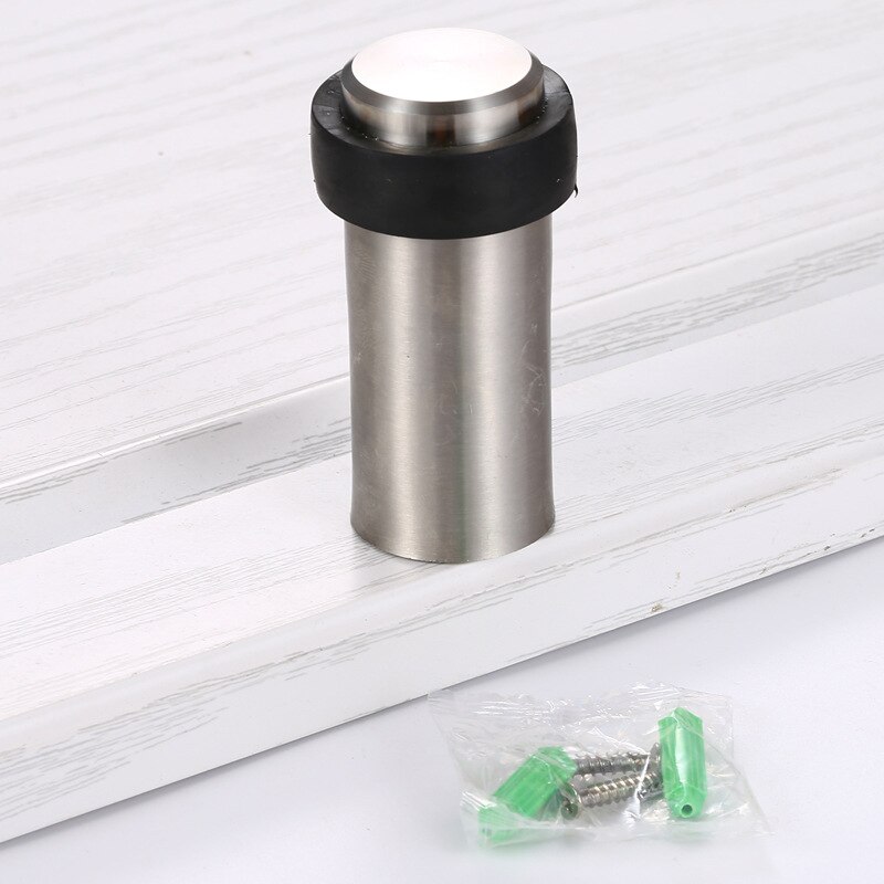 Vacclo Rubber Anti-collision Door Stopper Stainless Steel Round Resistance Home Door Floor Wall Protector Door Catcher Stops: Punch 80mm
