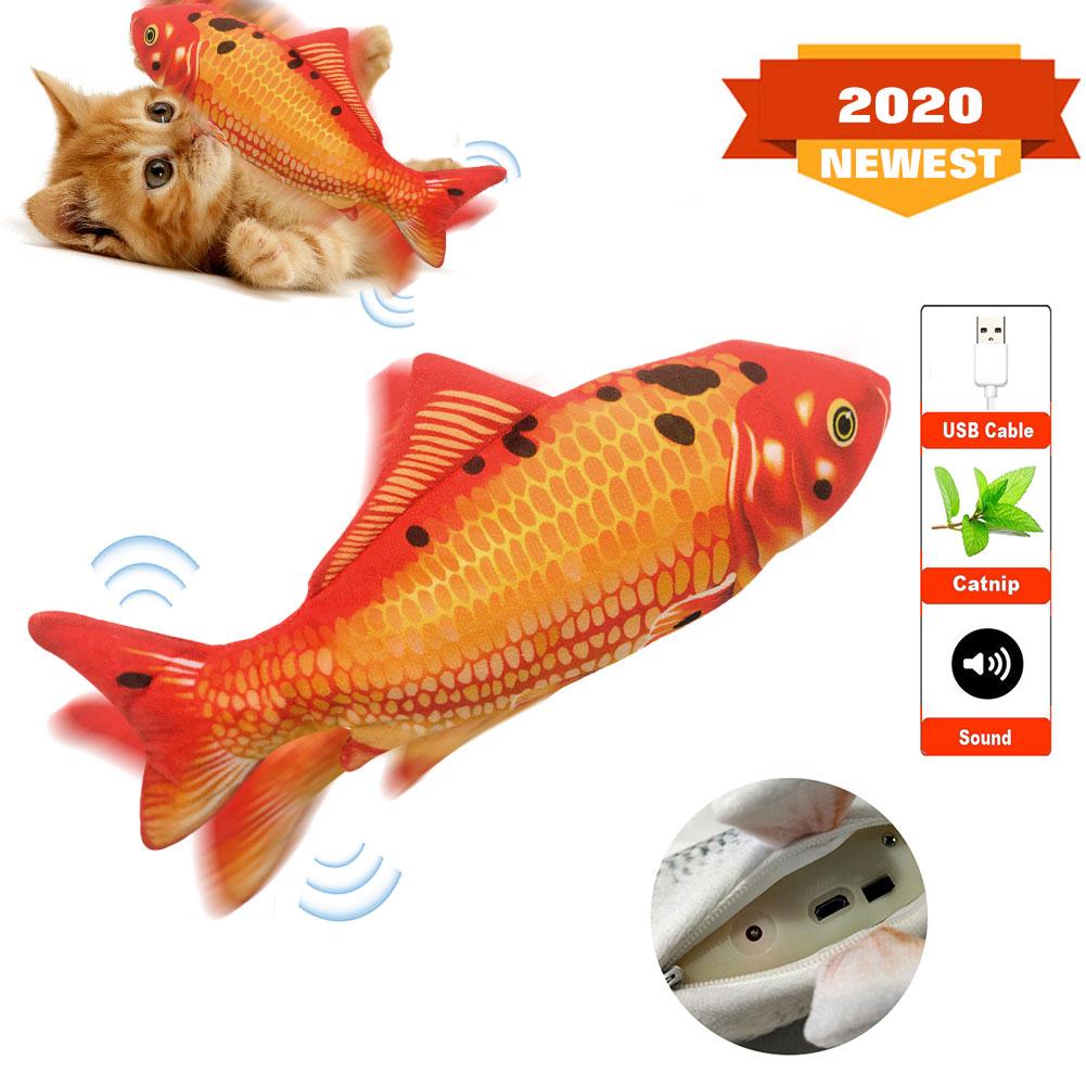 Electric Moving Fish Cat Realistic Plush Simulation Electric Wagging Fish Cat Toy Catnip Kicker Toys Funny Interactive Pets Pill: 3