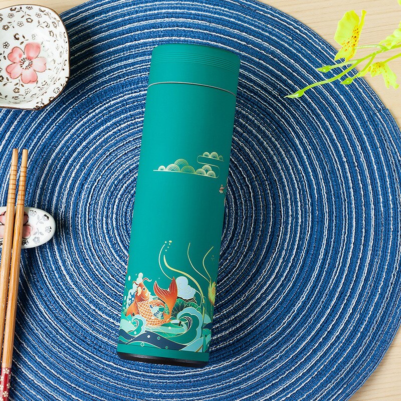 500ml Chinese Style Stainless Steel Vacuum Flask Water Bottle With Filter Insulated Thermos Coffee Mug Thermocup Travel Bottles: Style 8