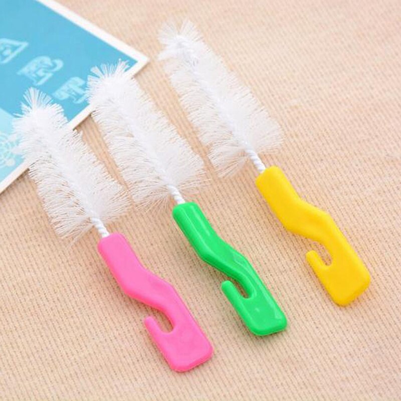 Garrafa de bebê escova com gancho para limpar esponja cabeça escova de papel cartão aleatório com garrafa cores embalagem f0j1