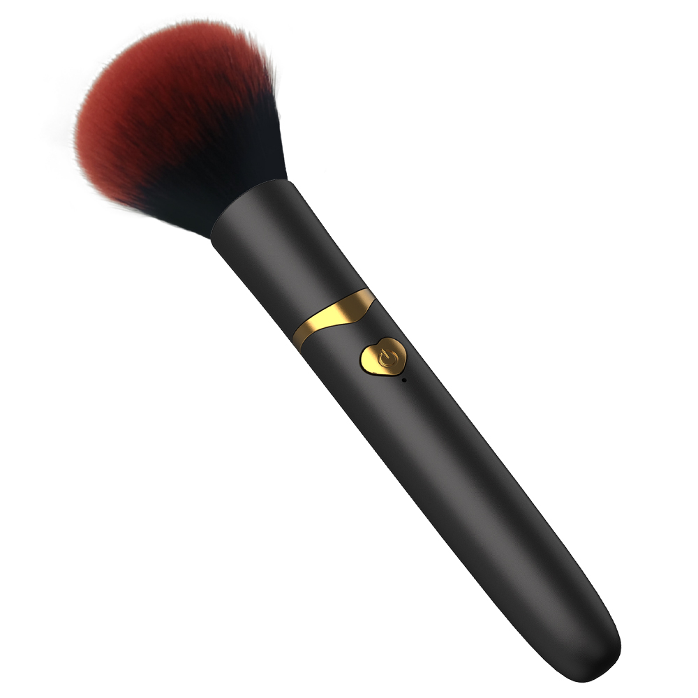 Brocha eléctrica para base 2 en 1, brocha de maquillaje con 7 vibraciones, multifunción, suave, esponjosa, portátil, recargable, herramientas de maquillaje para detalles: Negro