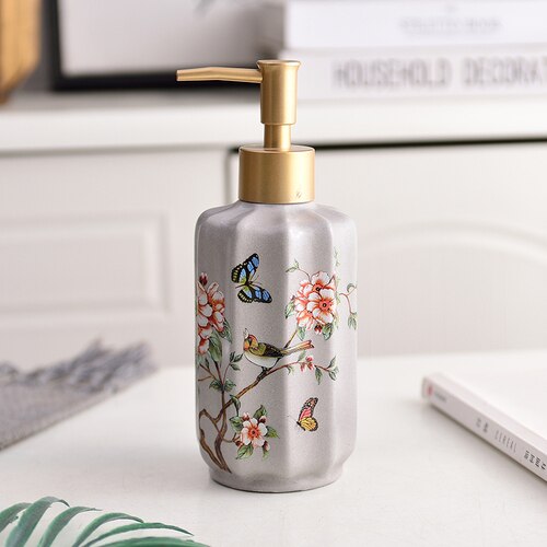 Newyearnew 1 stuk keramische handwasfles vloeibare emulsie zeepdispenser retro badkamerdecoratie accessoires: B