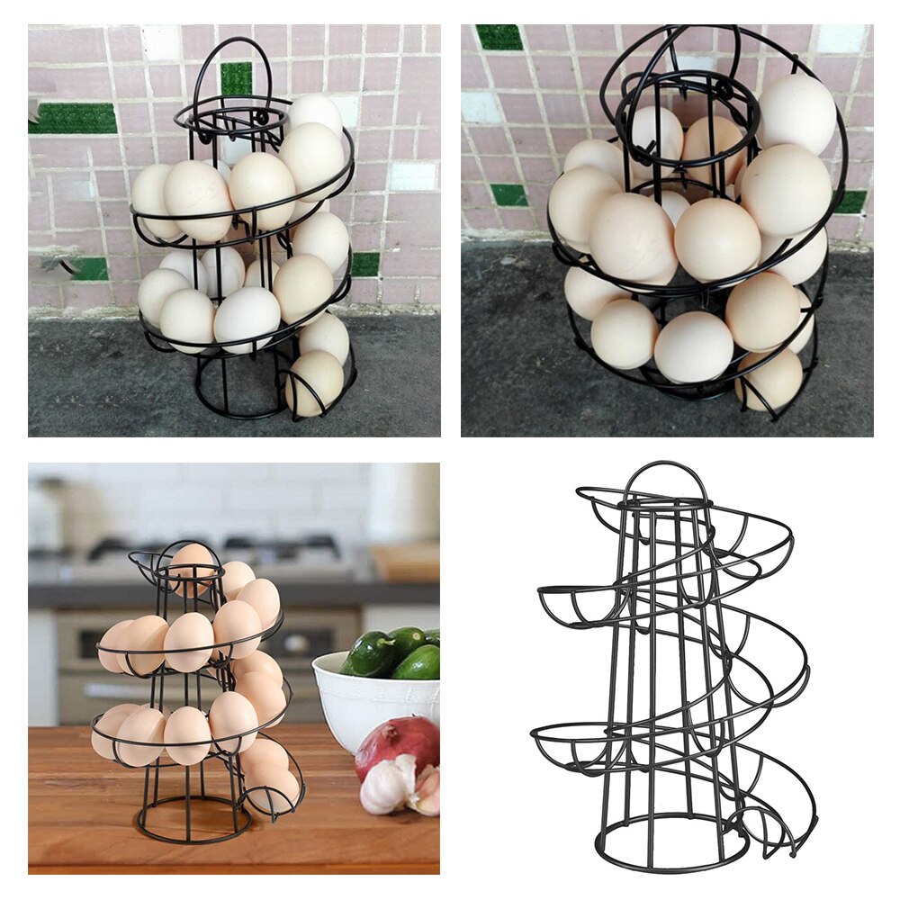 Spiral æg holder multifunktionel mental æg ramme sstorage rack spiral æg kurv æg holder stand køkken tilbehør