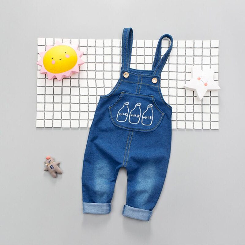 DIIMUU Baby bambini ragazzi vestiti pagliaccetti tute per bambini pantaloni in Denim tute di moda pantaloni a maniche lunghe per bambini Cartoon