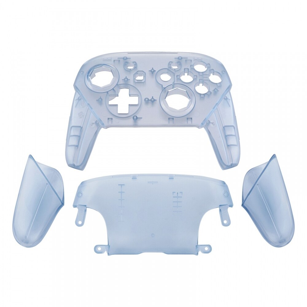eXtremeRate Clear Atomic Purple Octagonal Gated Sticks Faceplate Backplate Handles Replacement Grip Housing for NS Switch Pro: Clear Glacier Blue