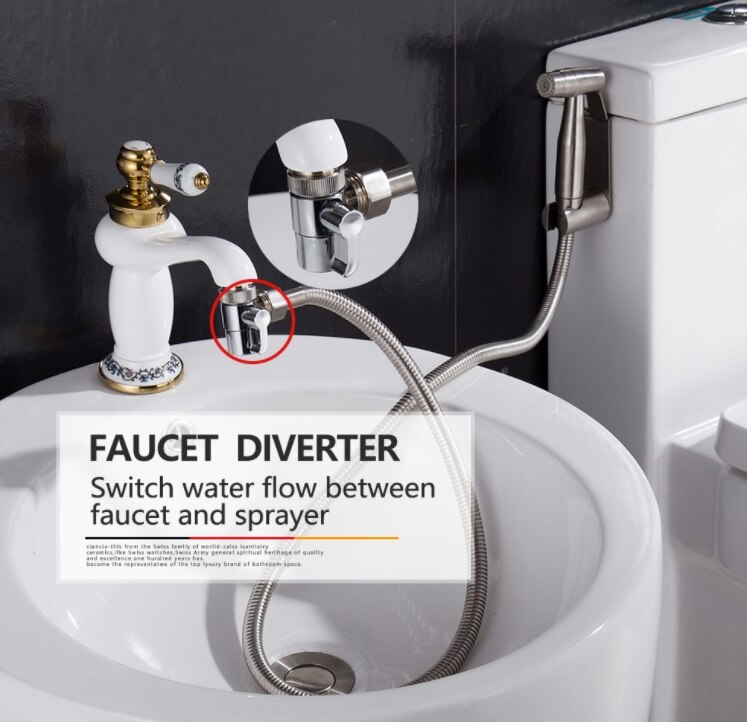 3 Way Sink Tap Mixer Faucet Diverter Valve Bathroom Brass Adapter Faucet Splitter Diverter Kitchen Faucet Accessories