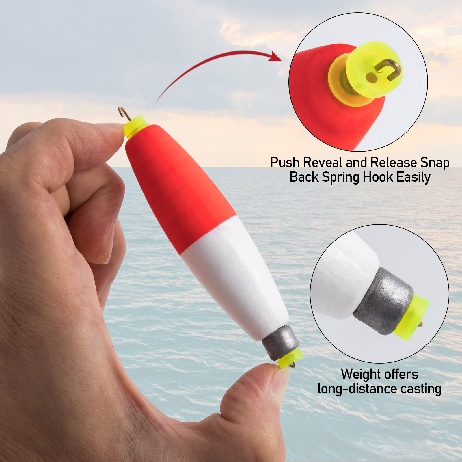 3pcs Fishing Weighted Bobbers Cigar Foam Float EVA Buoy Oval Shape Strike Indicators Snap-on Fishing Float Bass Trout Crappie