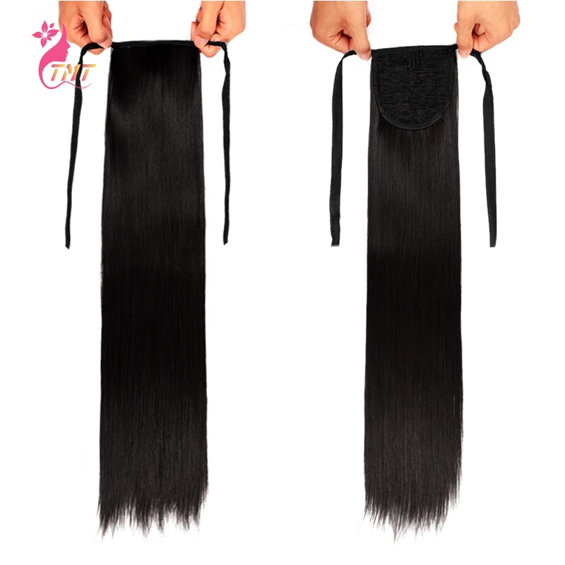 Long Ponytail Extension Synthetic Heat Restant Fiber Straight Pony Tail Hair Extensions Black Brown Headwear Hairpieces
