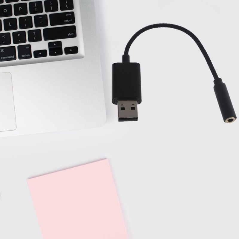 USB to 3.5mm Jack Microphone Headset Adapter USB Sound Card with TRRS 4-Pole Mic-Supported USB to Aux Cable