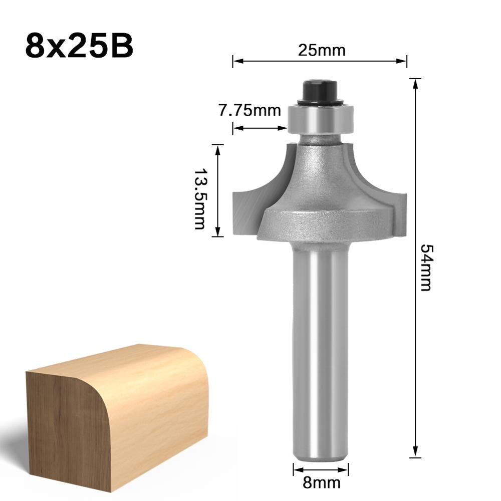3pc 8mm Shank Round-Over Router Bits for wood Woodworking Tool 2 flute endmill with bearing milling cutter Corner Round Over Bit: NO2
