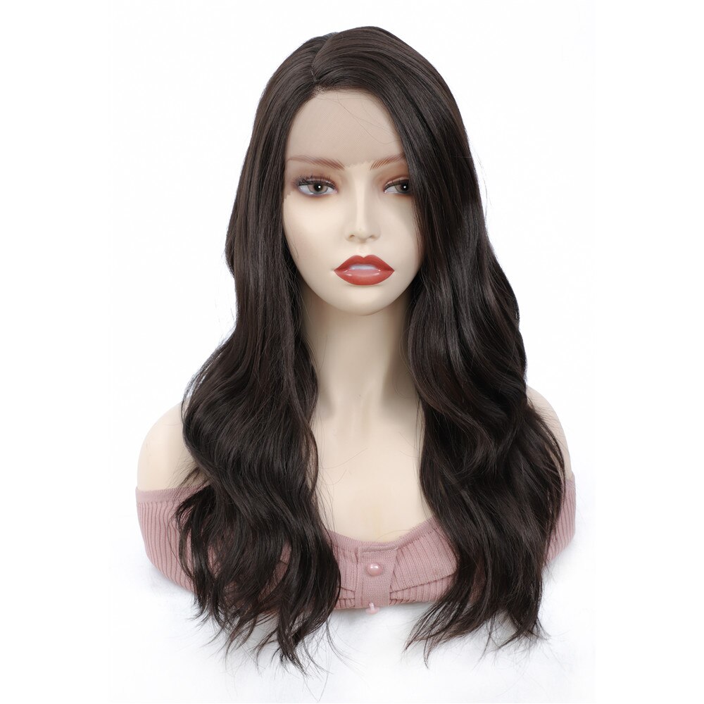 X-TRESS Medium Length Synthetic Wave Black Lace Front Wigs with Natural Hairline Heat Resistant Party Wigs for White Women: 4
