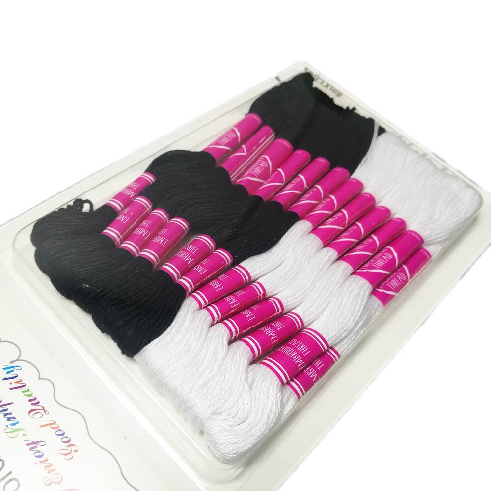 8/12 skeins Mr.hu Embroidery Thread Floss Anchor Similar DMC Cross Stitch Cotton Threads Hand DIY Sewing Craft Thread TH00051: black white 12 skein