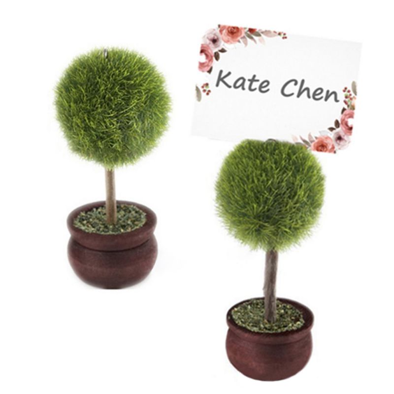 SchöNe Topfpflanze Herz Baum Platz-kartenhalter Tisch Foto Postkarte Karte Clips