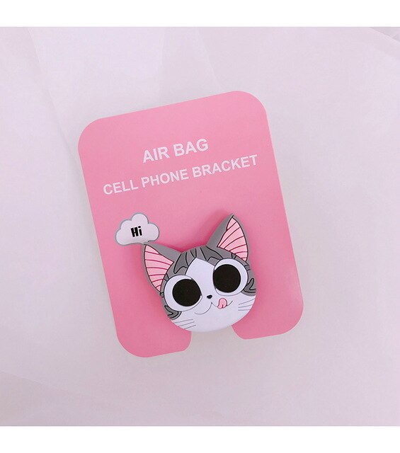 Universal phone Stand bracket Expanding Stand stretch grip phone Holder Finger Cute cartoon stand for iphone 7 8 plus XS: Cat