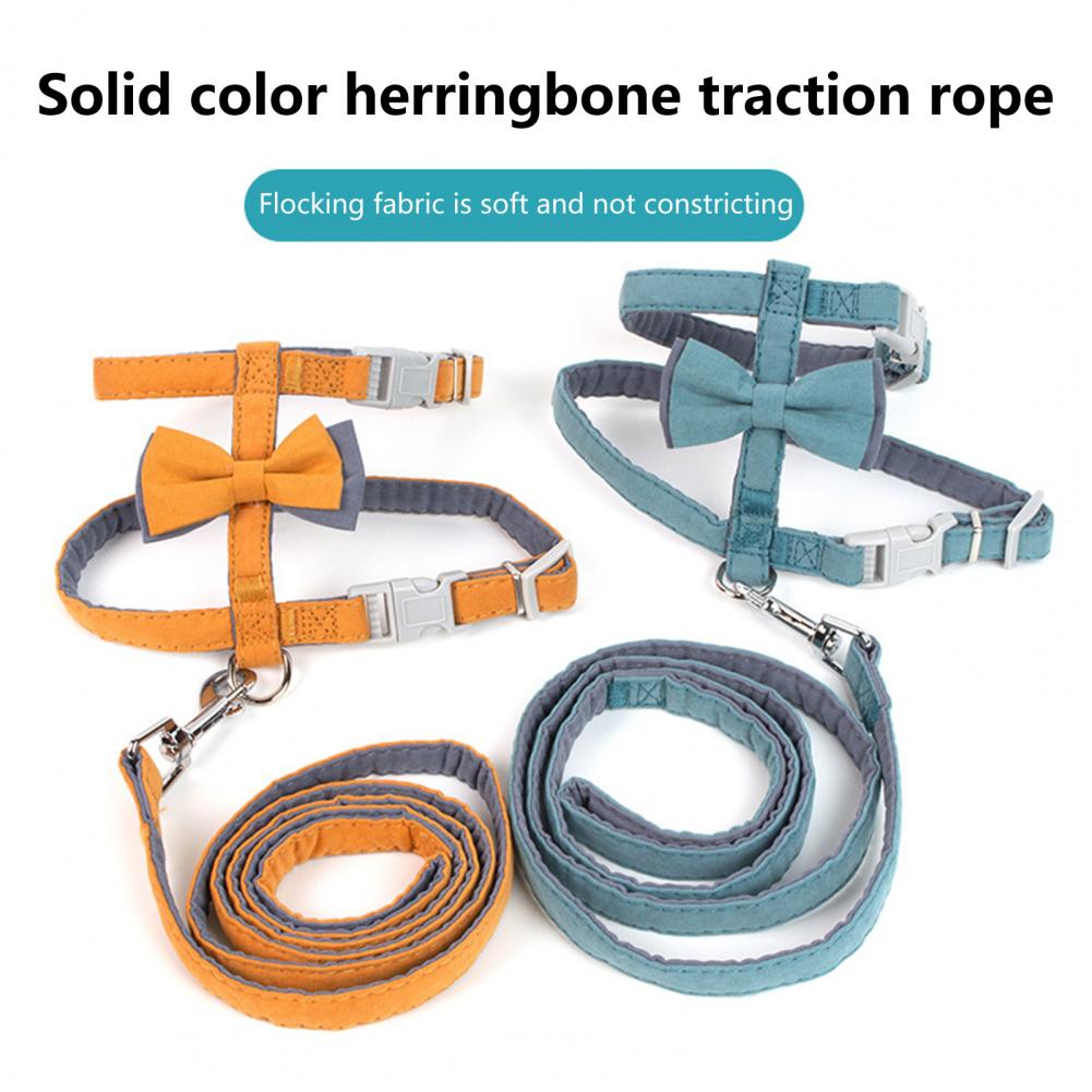 Chest Strap Compact Harness Leash Practical Mild to Skin Adorable Bow Tie Vest Harness Traction Rope