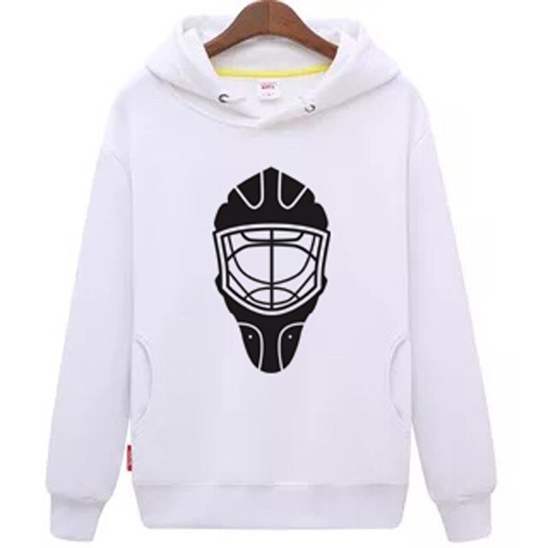 Han Eend goedkope unisex wit hockey truien Sweater met een hockey masker voor mannen & vrouwen
