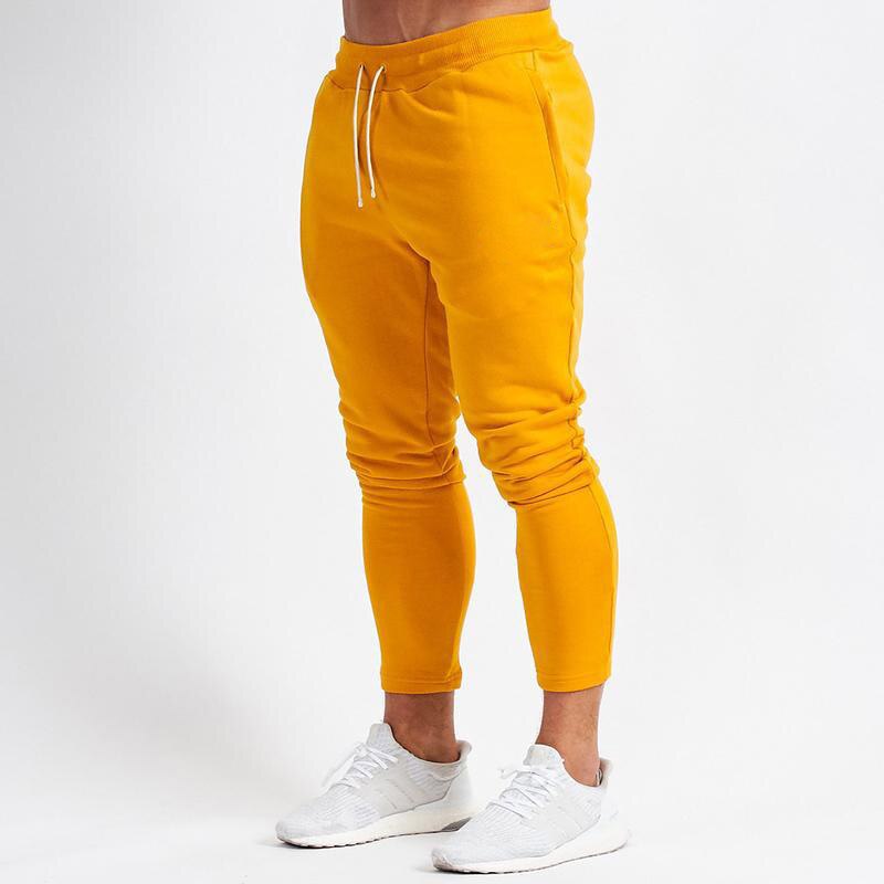 Sportbroek heren joggingbroeken joggingbroeken gele zomer effen broek zwarte joggingbroek fitness heren sportkleding broeken sport: Ik / Geel