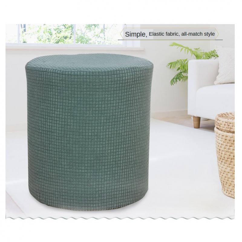 Hoes stretch ottoman meubelbeschermer ronde bank bankhoes grijs
