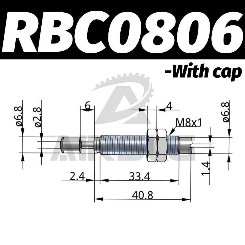 Pneumatisk hydraulisk støtdemper justerbar hydraulisk buffer rb serie  rb0805 rb1007 med hette rbc 1007 rbc 2725: Rbc 0806