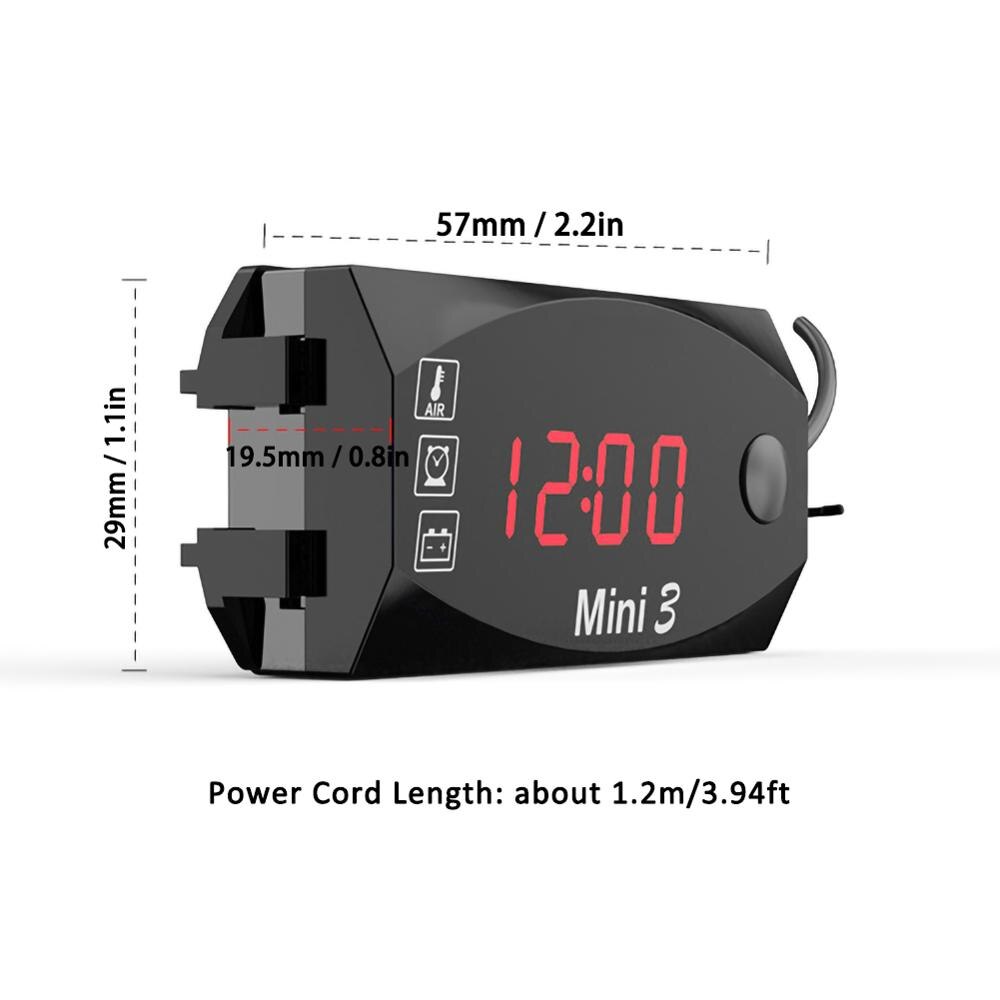 Neue Motorrad Elektronische Uhr Thermometer Voltmeter Drei-in-eins IP67 Wasserdicht Staub-nachweisen LED Uhr Digital Anzeige