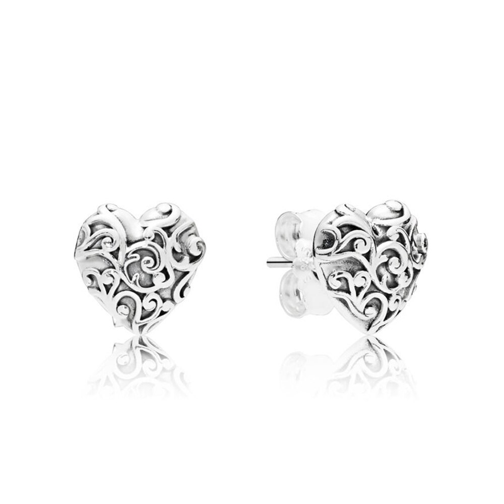 S925 Sterling Silver Simple Shiny Pave Heart Shaped Circle Stars Dazzling Drops Water Drops Forget Me Not Earrings: 297693