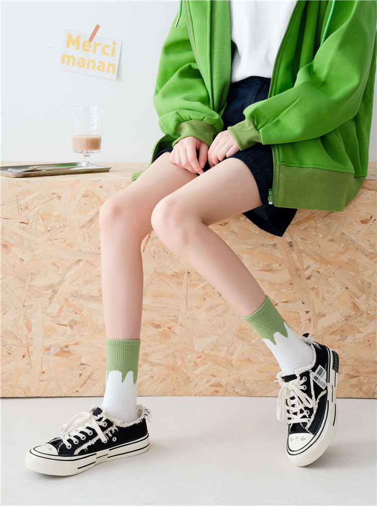 Calcetines de algodón con estampado de aguacate para mujer, medias cortas transpirables de Color verde aguacate, Estilo Vintage a rayas, informales, para chicas