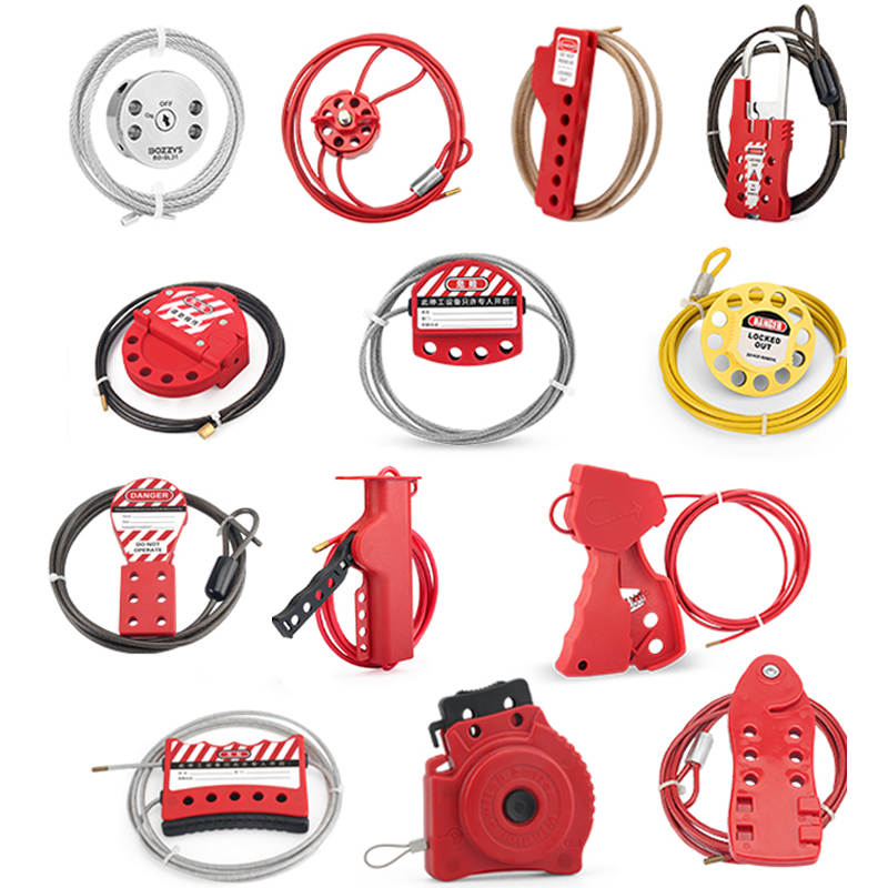 BOZZYS Adjustable Cable Lockout Tagout Locks Red Nylon Cable Lockout Device With Stainless Steel Cable Prevent Accidental Operat