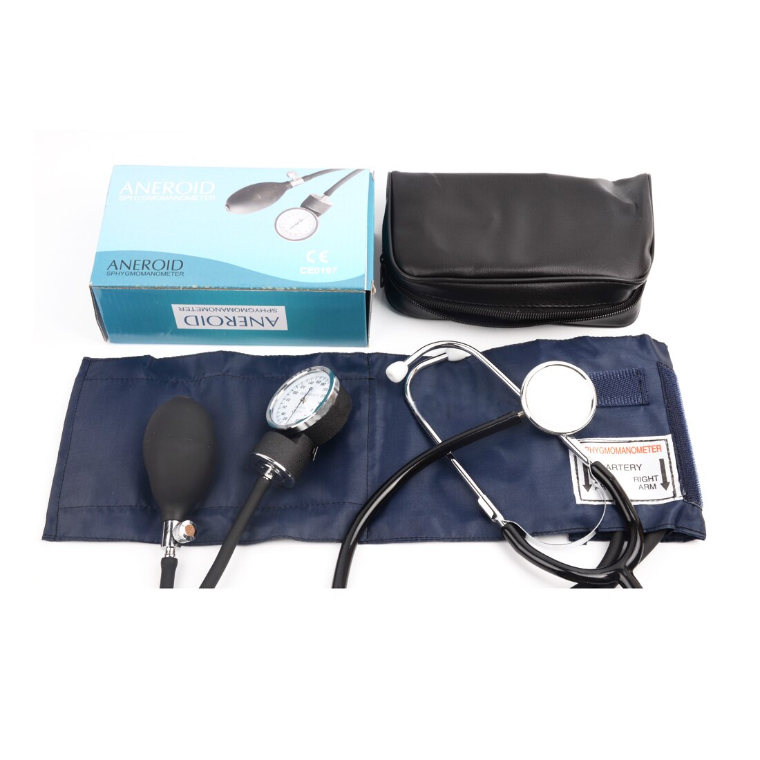 Blodtryksmåler meter tonometer manchet stetoskop kit rejse aneroid blodtryksmåler