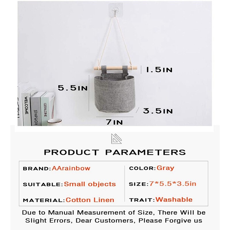 Cotton Linen Fabric Closet Washable Hanging Storage Bag With 5 Pockets Over The Wall Door Organizer For Bedroom Bathroom