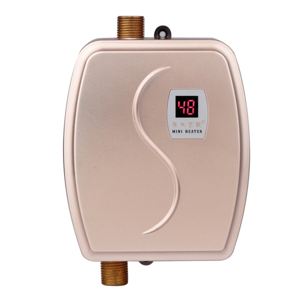 Tankless Instant Electric Water Heater Shower for Home Bathroom Thermostat Flow Heater Heating Shower Water: Gold for EU Plug