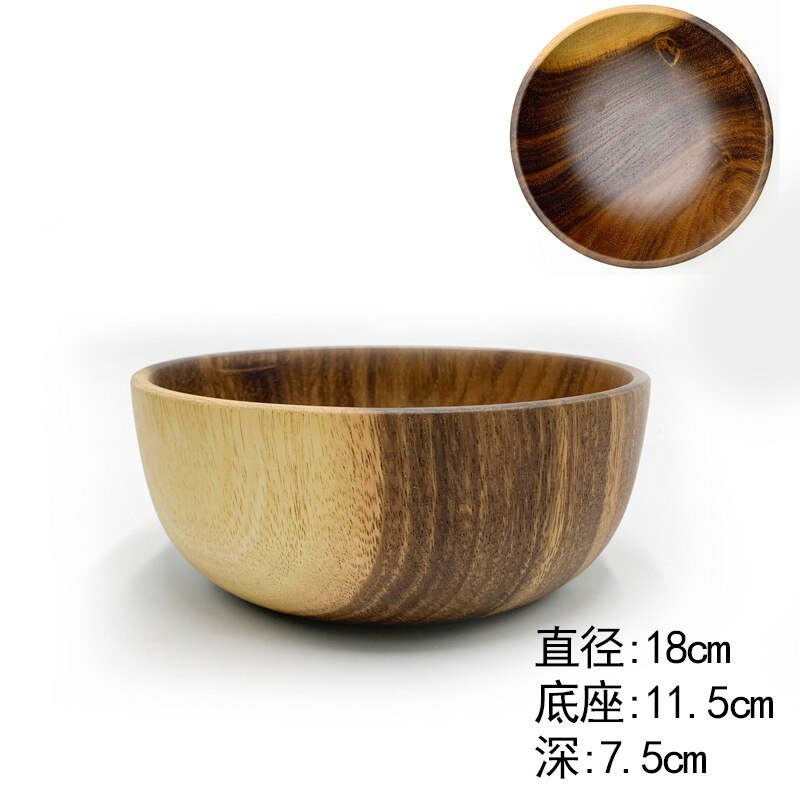 18cm akaasia puinen kulho sakeutettu riisi salaattikeitto ramen ruokakulho ravintola astiasto puinen kulho japanilainen kiinalainen korealaiseen tyyliin: 18cm