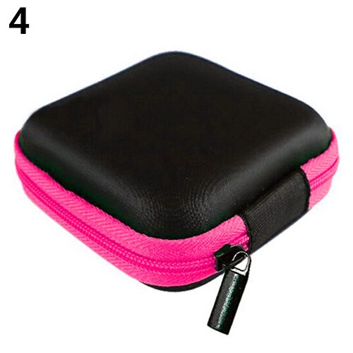 Platz Tragbare fallen für Kopfhörer fallen Mini Reißverschluss Runden Lagerung Schwerer Tasche Headset Kasten für Kopfhörer fallen SD TF Karten: Rose rot